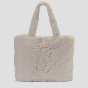 Victoria's Secret White Faux Fur Tote